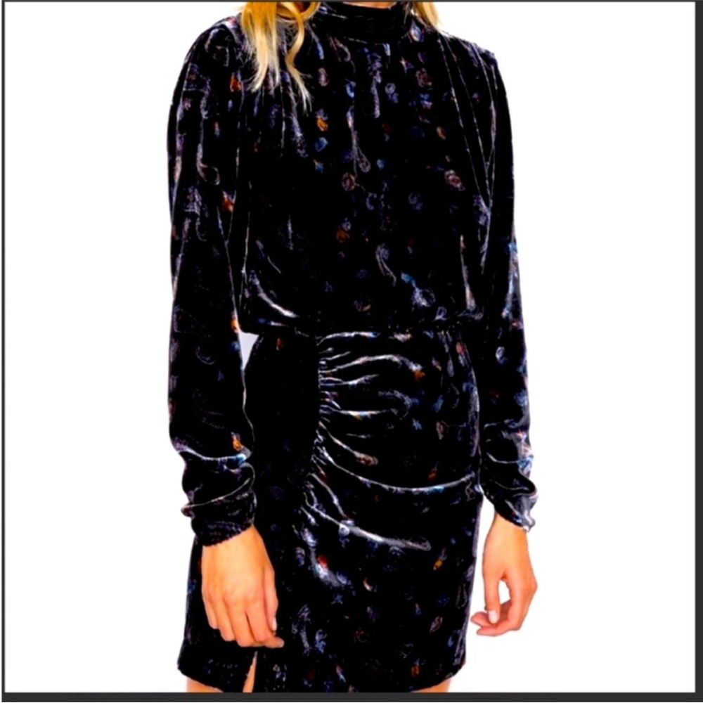 NWT ZARA PAISLEY PRINT VELVET MINI DRESS - Picture 5 of 6